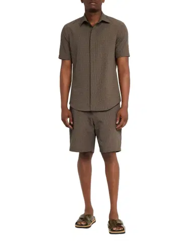 Emporio Armani Men 's Geometric Textured Flat-Front Shorts | Thumbnail 1 Emporio Armani Men 's Geometric Textured Flat-Front Shorts | Thumbnail 1