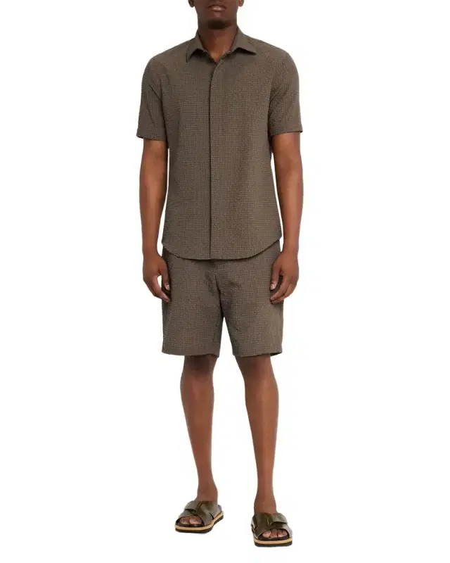 Men 's Geometric Textured Flat-Front Shorts Men 's Geometric Textured Flat-Front Shorts