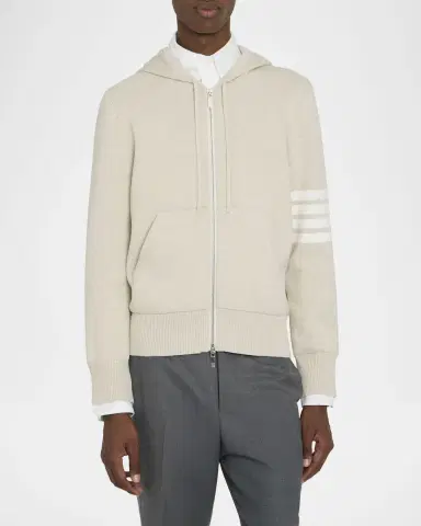 Thom Browne Men's Cotton 4-Bar Full-Zip Hoodie | Thumbnail 3 Thom Browne Men's Cotton 4-Bar Full-Zip Hoodie | Thumbnail 3