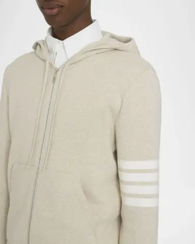 Thom Browne Men's Cotton 4-Bar Full-Zip Hoodie | Thumbnail 4 Thom Browne Men's Cotton 4-Bar Full-Zip Hoodie | Thumbnail 4