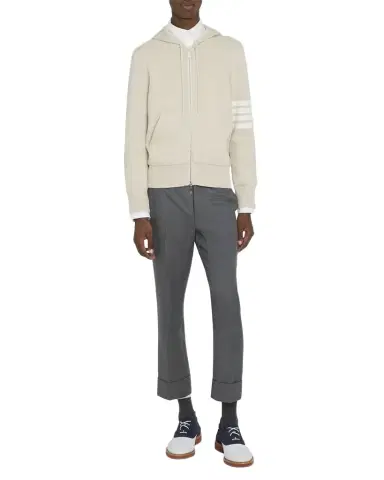Thom Browne Men's Cotton 4-Bar Full-Zip Hoodie | Thumbnail 1 Thom Browne Men's Cotton 4-Bar Full-Zip Hoodie | Thumbnail 1