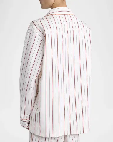 Dolce & Gabbana Men 's Cotton and Silk Stripe Button-Down Shirt with Piping | Thumbnail 3 Dolce & Gabbana Men 's Cotton and Silk Stripe Button-Down Shirt with Piping | Thumbnail 3