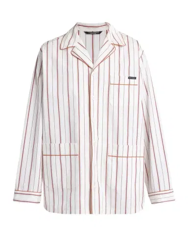Dolce & Gabbana Men 's Cotton and Silk Stripe Button-Down Shirt with Piping | Thumbnail 1 Dolce & Gabbana Men 's Cotton and Silk Stripe Button-Down Shirt with Piping | Thumbnail 1