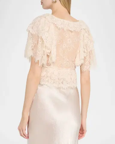LoveShackFancy Caper Lace Ruffle Crop Top | Thumbnail 3 LoveShackFancy Caper Lace Ruffle Crop Top | Thumbnail 3