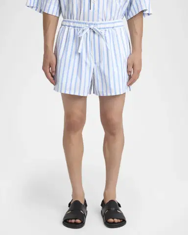 Dolce & Gabbana Men 's Cotton and Silk Stripe Drawstring Lounge Shorts | Thumbnail 4 Dolce & Gabbana Men 's Cotton and Silk Stripe Drawstring Lounge Shorts | Thumbnail 4