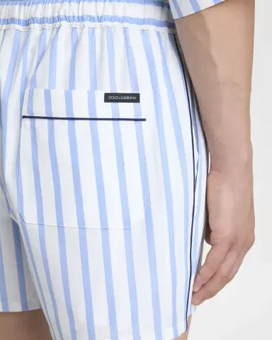 Dolce & Gabbana Men 's Cotton and Silk Stripe Drawstring Lounge Shorts | Thumbnail 5 Dolce & Gabbana Men 's Cotton and Silk Stripe Drawstring Lounge Shorts | Thumbnail 5