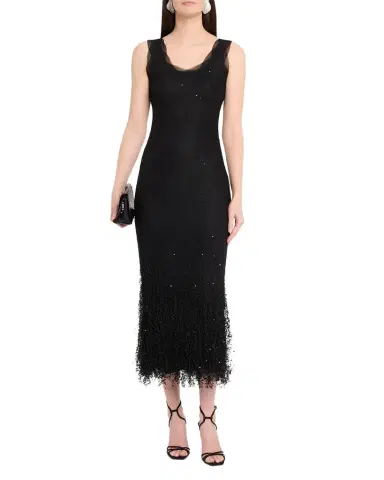 SIMKHAI Irisa Beaded Fringe Lace Midi Dress | Thumbnail 1 SIMKHAI Irisa Beaded Fringe Lace Midi Dress | Thumbnail 1