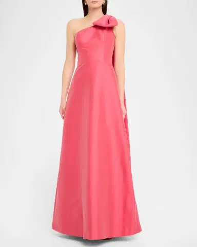 Rickie Freeman for Teri Jon Draped One-Shoulder Mikado Gown | Thumbnail 2 Rickie Freeman for Teri Jon Draped One-Shoulder Mikado Gown | Thumbnail 2