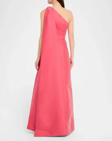 Rickie Freeman for Teri Jon Draped One-Shoulder Mikado Gown | Thumbnail 3 Rickie Freeman for Teri Jon Draped One-Shoulder Mikado Gown | Thumbnail 3