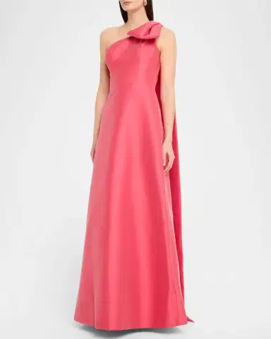 Rickie Freeman for Teri Jon Draped One-Shoulder Mikado Gown | Thumbnail 4 Rickie Freeman for Teri Jon Draped One-Shoulder Mikado Gown | Thumbnail 4