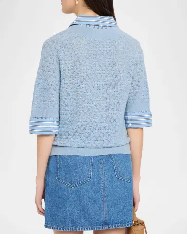 Tanya Taylor Esme Pointelle-Knit Layered Top | Thumbnail 3 Tanya Taylor Esme Pointelle-Knit Layered Top | Thumbnail 3