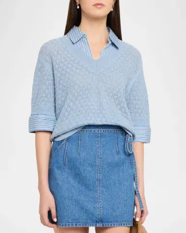 Tanya Taylor Esme Pointelle-Knit Layered Top | Thumbnail 4 Tanya Taylor Esme Pointelle-Knit Layered Top | Thumbnail 4
