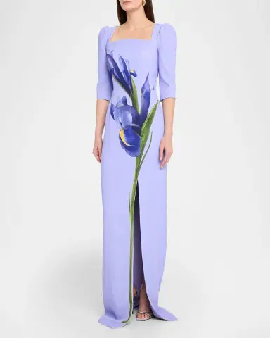 Rickie Freeman for Teri Jon Floral-Print Crepe Column Gown | Thumbnail 4 Rickie Freeman for Teri Jon Floral-Print Crepe Column Gown | Thumbnail 4