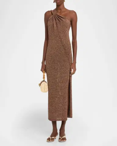 A.L.C. Mimi Metallic Asymmetric Midi Dress | Thumbnail 2 A.L.C. Mimi Metallic Asymmetric Midi Dress | Thumbnail 2