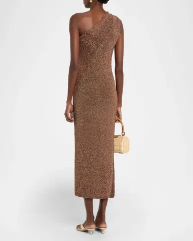 A.L.C. Mimi Metallic Asymmetric Midi Dress | Thumbnail 3 A.L.C. Mimi Metallic Asymmetric Midi Dress | Thumbnail 3