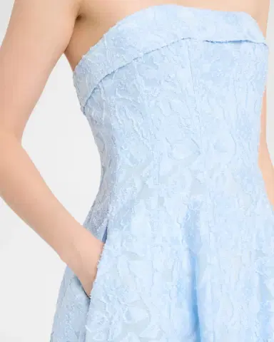 SIMKHAI Valeria Strapless Organza Jacquard Midi Dress | Thumbnail 5 SIMKHAI Valeria Strapless Organza Jacquard Midi Dress | Thumbnail 5