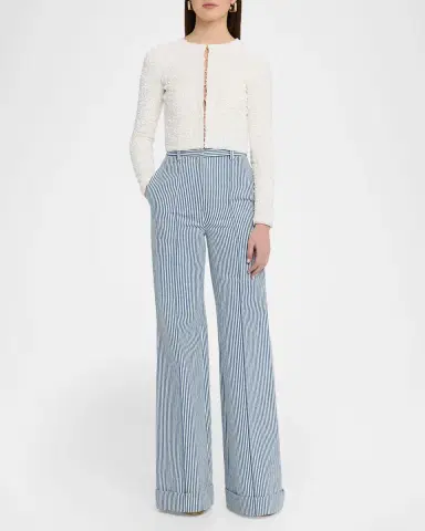 Adam Lippes Raya Sequin Cropped Cardigan | Thumbnail 2 Adam Lippes Raya Sequin Cropped Cardigan | Thumbnail 2