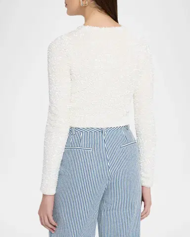 Adam Lippes Raya Sequin Cropped Cardigan | Thumbnail 3 Adam Lippes Raya Sequin Cropped Cardigan | Thumbnail 3