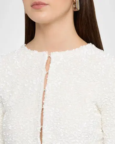Adam Lippes Raya Sequin Cropped Cardigan | Thumbnail 5 Adam Lippes Raya Sequin Cropped Cardigan | Thumbnail 5