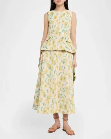 Tanya Taylor Astrid Floral-Printed Taffeta Top | Thumbnail 2 Tanya Taylor Astrid Floral-Printed Taffeta Top | Thumbnail 2