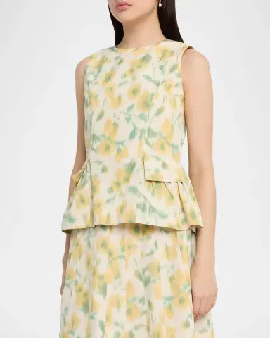Tanya Taylor Astrid Floral-Printed Taffeta Top | Thumbnail 4 Tanya Taylor Astrid Floral-Printed Taffeta Top | Thumbnail 4