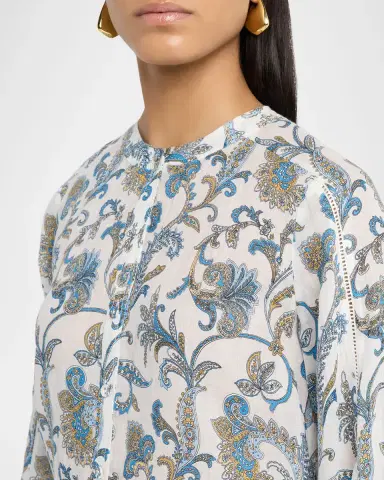 Veronica Beard Soleil Paisley-Print Ramie Blouse | Thumbnail 4 Veronica Beard Soleil Paisley-Print Ramie Blouse | Thumbnail 4