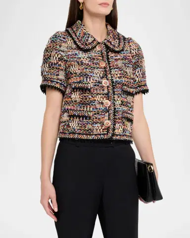 Maison Common Cotton-Blend Tweed Short-Sleeve Jacket | Thumbnail 4 Maison Common Cotton-Blend Tweed Short-Sleeve Jacket | Thumbnail 4