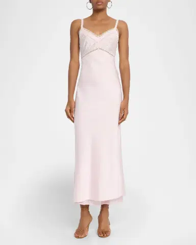 LoveShackFancy Annabeth Embroidered Satin Maxi Dress | Thumbnail 2 LoveShackFancy Annabeth Embroidered Satin Maxi Dress | Thumbnail 2