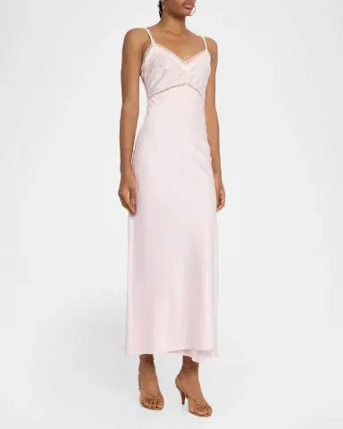 LoveShackFancy Annabeth Embroidered Satin Maxi Dress | Thumbnail 4 LoveShackFancy Annabeth Embroidered Satin Maxi Dress | Thumbnail 4
