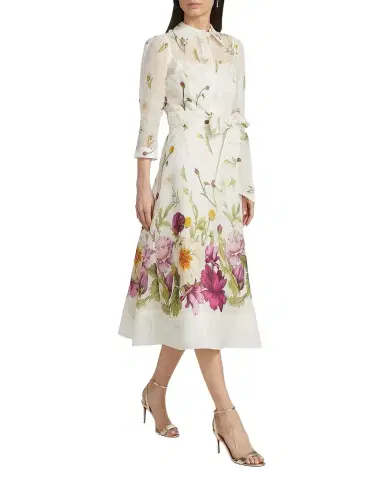 Rickie Freeman for Teri Jon Belted Floral-Print Midi Shirtdress | Thumbnail 1 Rickie Freeman for Teri Jon Belted Floral-Print Midi Shirtdress | Thumbnail 1