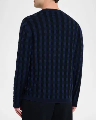 Emporio Armani Men 's Embossed Jacquard Wool Crewneck Sweater | Thumbnail 3 Emporio Armani Men 's Embossed Jacquard Wool Crewneck Sweater | Thumbnail 3