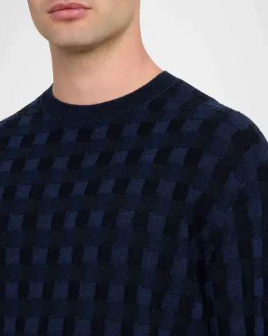 Emporio Armani Men 's Embossed Jacquard Wool Crewneck Sweater | Thumbnail 5 Emporio Armani Men 's Embossed Jacquard Wool Crewneck Sweater | Thumbnail 5