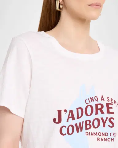Cinq à Sept J 'adore Cowboys Embellished Shrunken Tee | Thumbnail 4 Cinq à Sept J 'adore Cowboys Embellished Shrunken Tee | Thumbnail 4