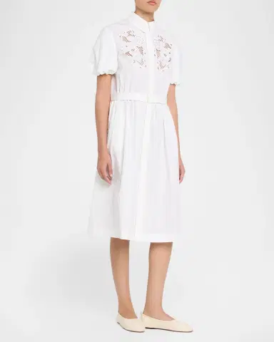 Dice Kayek Cotton Poplin Puff-Sleeve Shirtdress | Thumbnail 4 Dice Kayek Cotton Poplin Puff-Sleeve Shirtdress | Thumbnail 4