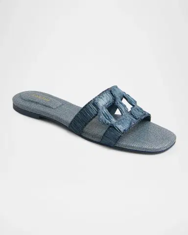 Simkhai Raffia Monogram Flat Slide Sandals | Thumbnail 2 Simkhai Raffia Monogram Flat Slide Sandals | Thumbnail 2