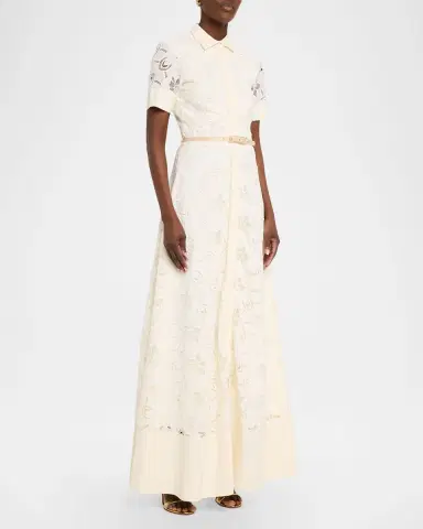 Chiara Boni La Petite Robe Feria Floral-Embroidered Maxi Shirtdress | Thumbnail 4 Chiara Boni La Petite Robe Feria Floral-Embroidered Maxi Shirtdress | Thumbnail 4