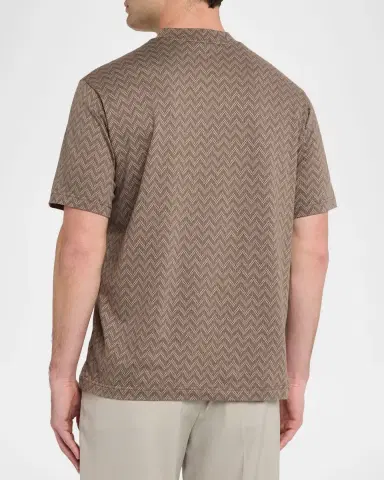 Emporio Armani Men's Icon Two-Tone Chevron Jacquard Jersey T-Shirt | Thumbnail 3 Emporio Armani Men's Icon Two-Tone Chevron Jacquard Jersey T-Shirt | Thumbnail 3