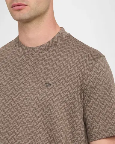 Emporio Armani Men's Icon Two-Tone Chevron Jacquard Jersey T-Shirt | Thumbnail 5 Emporio Armani Men's Icon Two-Tone Chevron Jacquard Jersey T-Shirt | Thumbnail 5