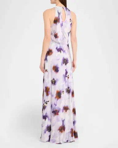 A.L.C. Skylar Cowl-Neck Blurred Floral Draped Gown | Thumbnail 3 A.L.C. Skylar Cowl-Neck Blurred Floral Draped Gown | Thumbnail 3