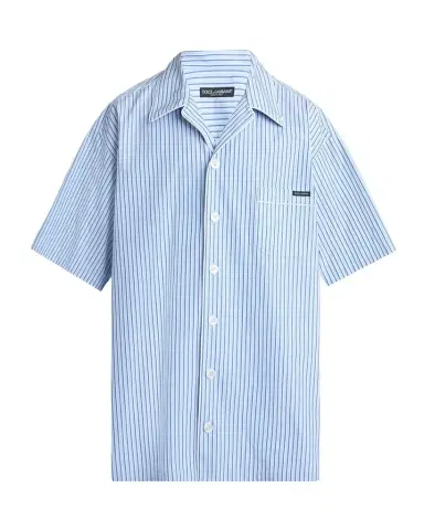 Dolce & Gabbana Men 's Cotton and Silk Stripe Oversized Short-Sleeve Shirt | Thumbnail 1 Dolce & Gabbana Men 's Cotton and Silk Stripe Oversized Short-Sleeve Shirt | Thumbnail 1