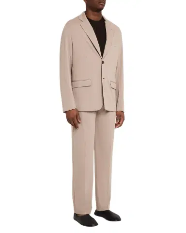 Emporio Armani Men's Micro-Jacquard Flat-Front Trousers | Thumbnail 1 Emporio Armani Men's Micro-Jacquard Flat-Front Trousers | Thumbnail 1