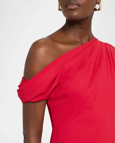 Chiara Boni La Petite Robe Adial Ruched One-Shoulder Midi Sheath Dress | Thumbnail 5 Chiara Boni La Petite Robe Adial Ruched One-Shoulder Midi Sheath Dress | Thumbnail 5