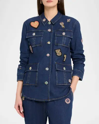 Cinq à Sept Vera Retro Love Denim Jacket | Thumbnail 4 Cinq à Sept Vera Retro Love Denim Jacket | Thumbnail 4