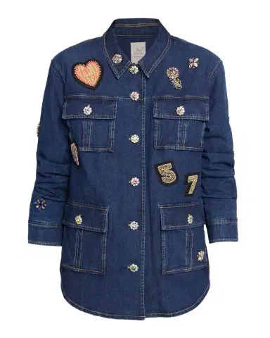 Cinq à Sept Vera Retro Love Denim Jacket | Thumbnail 1 Cinq à Sept Vera Retro Love Denim Jacket | Thumbnail 1