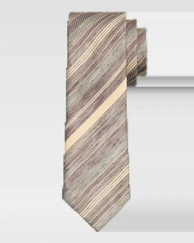Emporio Armani Men's Variegated Stripe Linen and Silk Tie | Thumbnail 2 Emporio Armani Men's Variegated Stripe Linen and Silk Tie | Thumbnail 2