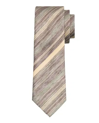 Emporio Armani Men's Variegated Stripe Linen and Silk Tie | Thumbnail 1 Emporio Armani Men's Variegated Stripe Linen and Silk Tie | Thumbnail 1