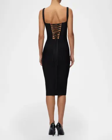 Hervé Léger The Neri Lace-Up Bandage Midi Dress | Thumbnail 3 Hervé Léger The Neri Lace-Up Bandage Midi Dress | Thumbnail 3