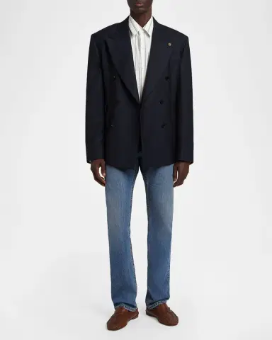 Versace Men's Pinstriped Wool Formal Jacket | Thumbnail 2 Versace Men's Pinstriped Wool Formal Jacket | Thumbnail 2