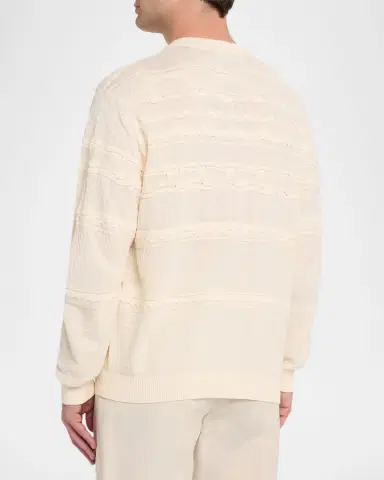 Emporio Armani Men's Mixed-Stitch Henley Sweater | Thumbnail 3 Emporio Armani Men's Mixed-Stitch Henley Sweater | Thumbnail 3