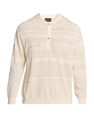 Emporio Armani Men's Mixed-Stitch Henley Sweater | Thumbnail 1 Emporio Armani Men's Mixed-Stitch Henley Sweater | Thumbnail 1